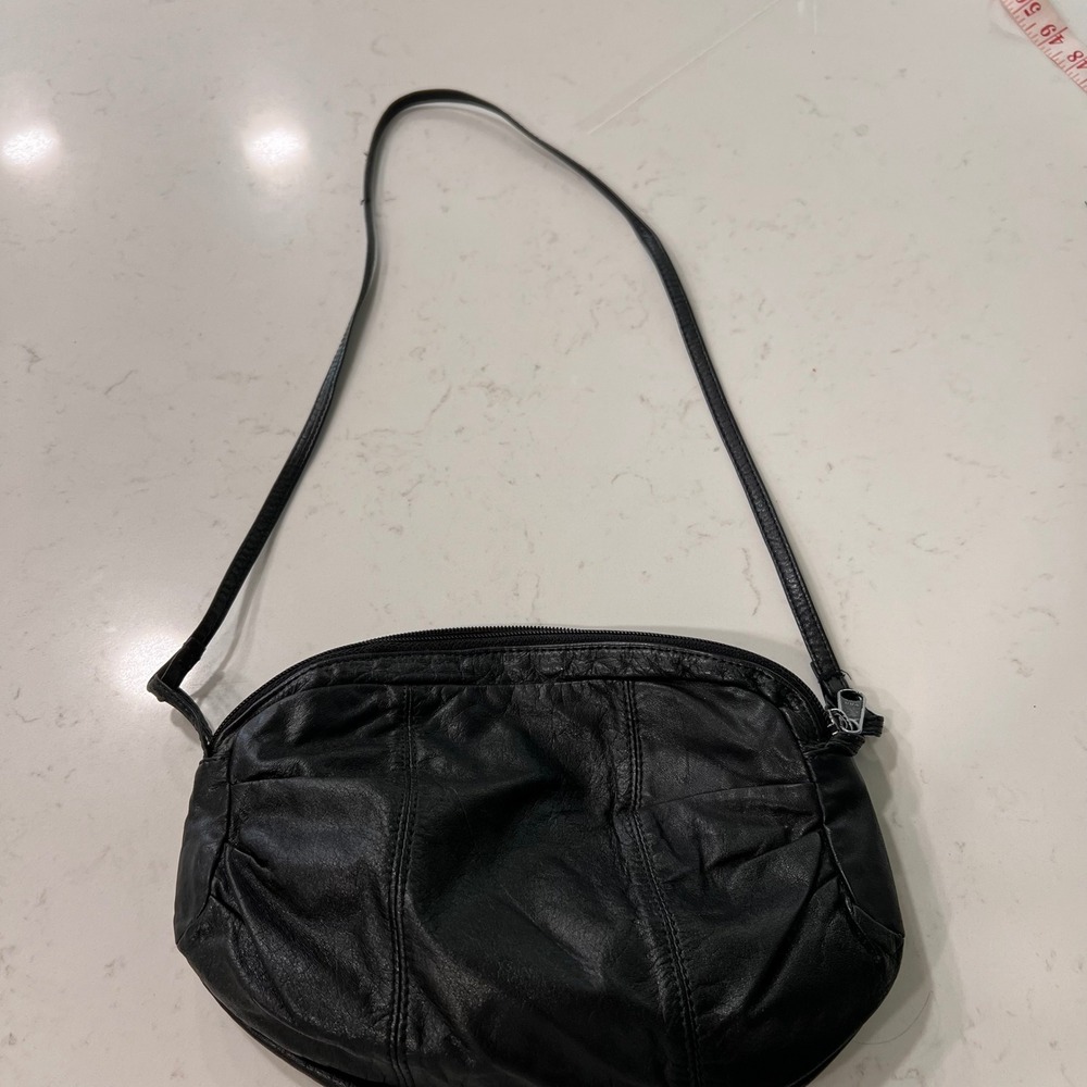 Y2K Wilsons Leather Black Crossbody Bag Vintage Slouchy Genuine Leather Pouch